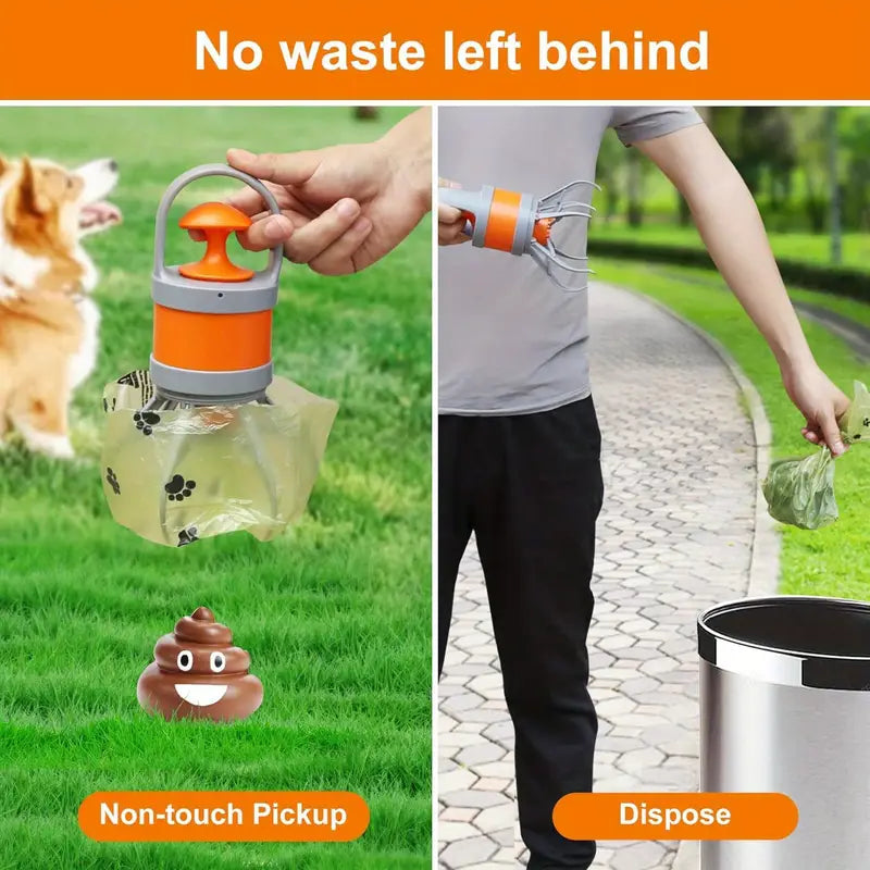 Dog Poop Scooper with Garbage Bag Outdoor Pet Poop Grabber