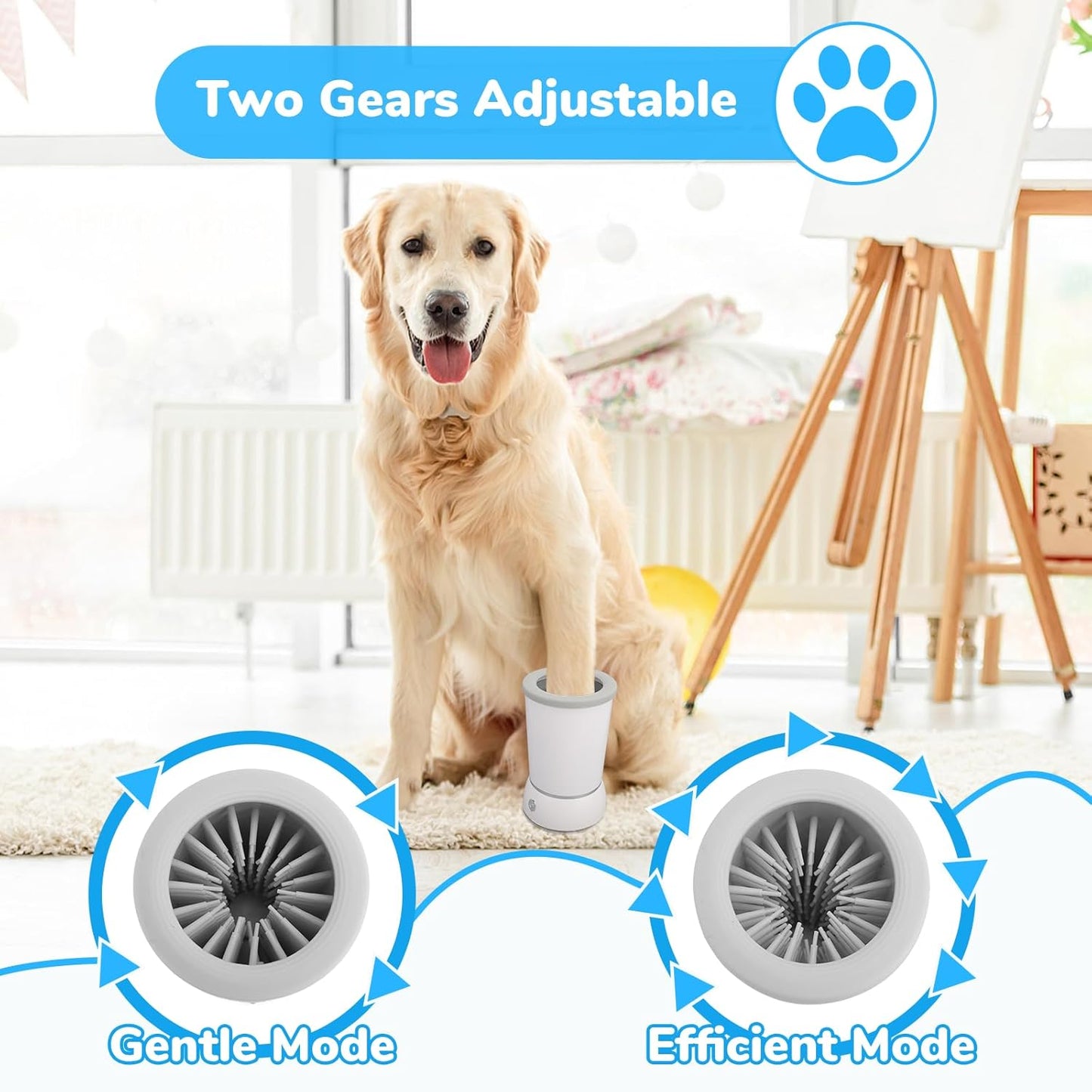 Automatic Dog Cleaner Washer and Massager, Electric Pet Foot Paws Washer for Dogs Cats, USB Portable Dog Feet Cleaner Cup for Medium to Large Dogs, Pet Grooming Supplies(White)