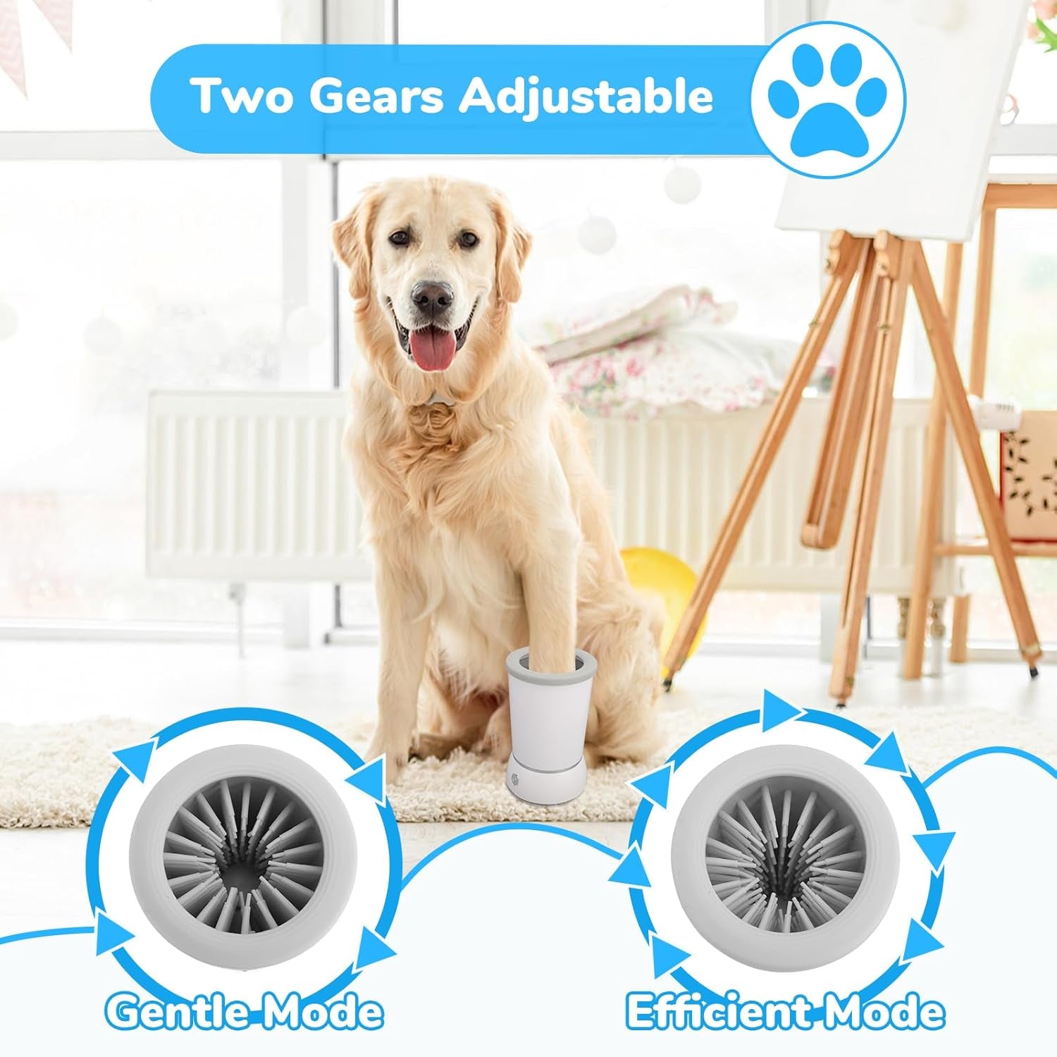 Automatic Dog Cleaner Washer and Massager, Electric Pet Foot Paws Washer for Dogs Cats, USB Portable Dog Feet Cleaner Cup for Medium to Large Dogs, Pet Grooming Supplies(White)