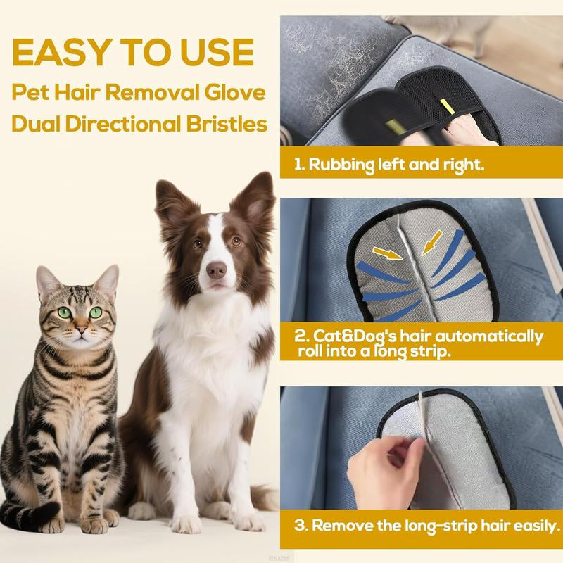 Reusable Pet Hair Remover Gloves for Cats and Dogs, Reusable Cat and Dog Hair Remover, Suitable for Sofas, Furniture, Carpets, Car Seats, Curtains