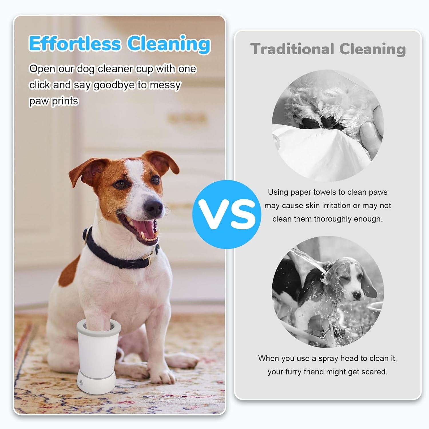 Automatic Dog Cleaner Washer and Massager, Electric Pet Foot Paws Washer for Dogs Cats, USB Portable Dog Feet Cleaner Cup for Medium to Large Dogs, Pet Grooming Supplies(White)